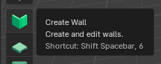 Create Wall tool icon in the Bonsai toolbar