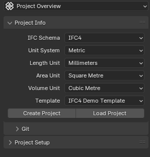 Project Wizard in `Scene Properties > Project Overview` subtab